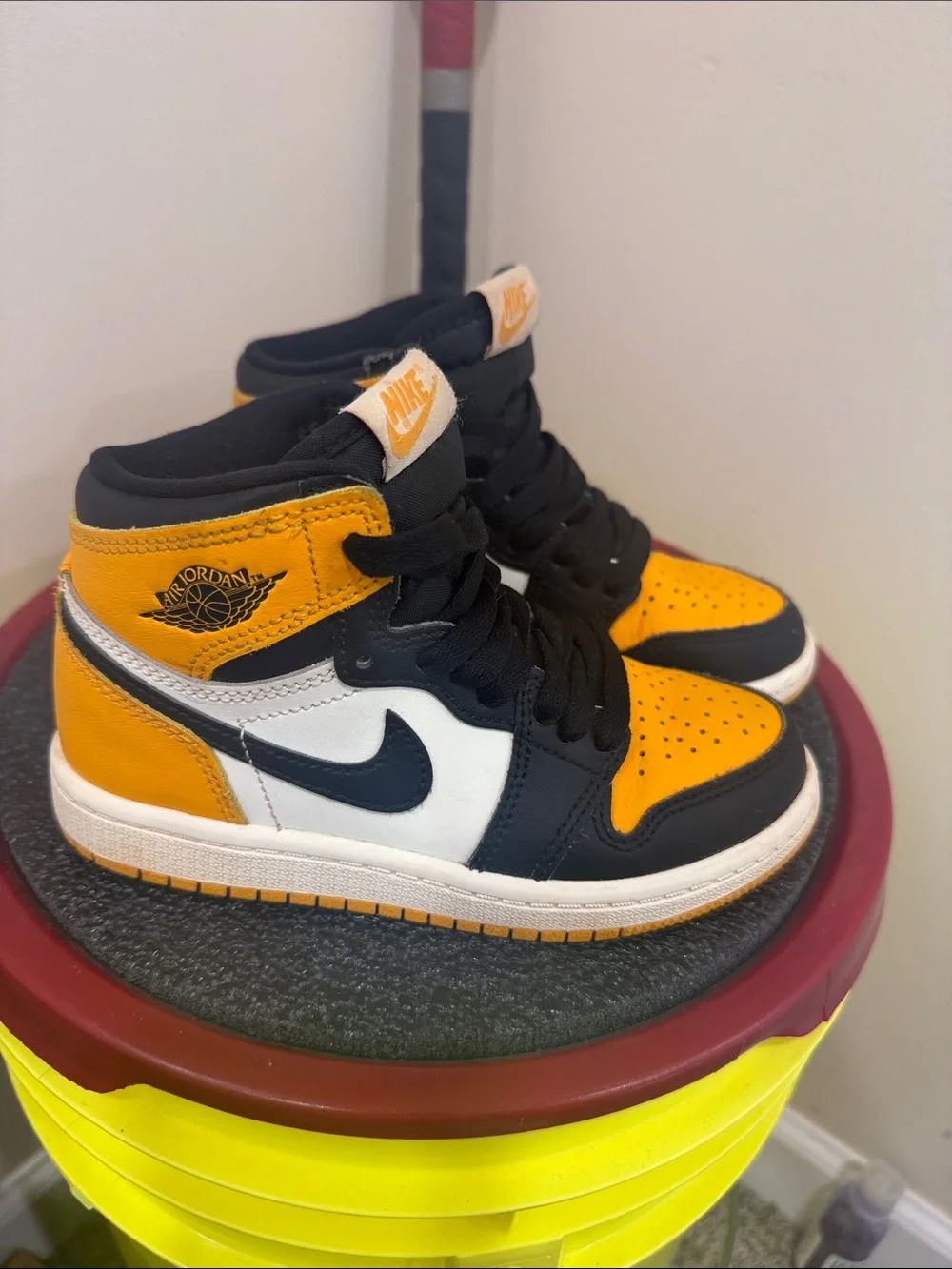 Nike Air Jordan Kids High-Top Sneakers in Yellow, Black & White